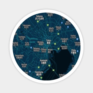 Tokyo dark blue map Magnet